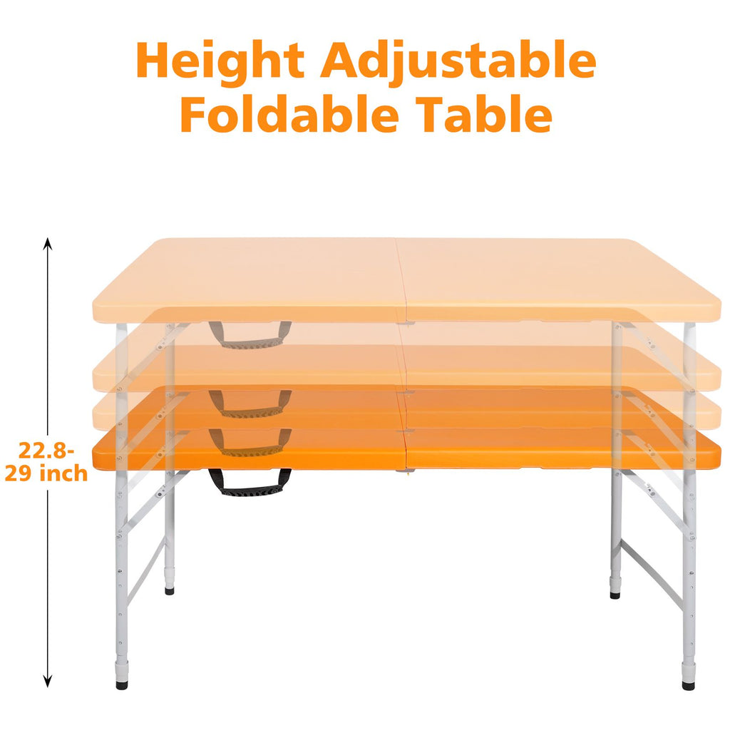 Yeah Depot - 4ft Orange Portable Folding Table Indoor&Outdoor Maximum Weight 135KG Foldable Table for Camping