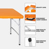 Yeah Depot - 4ft Orange Portable Folding Table Indoor&Outdoor Maximum Weight 135KG Foldable Table for Camping