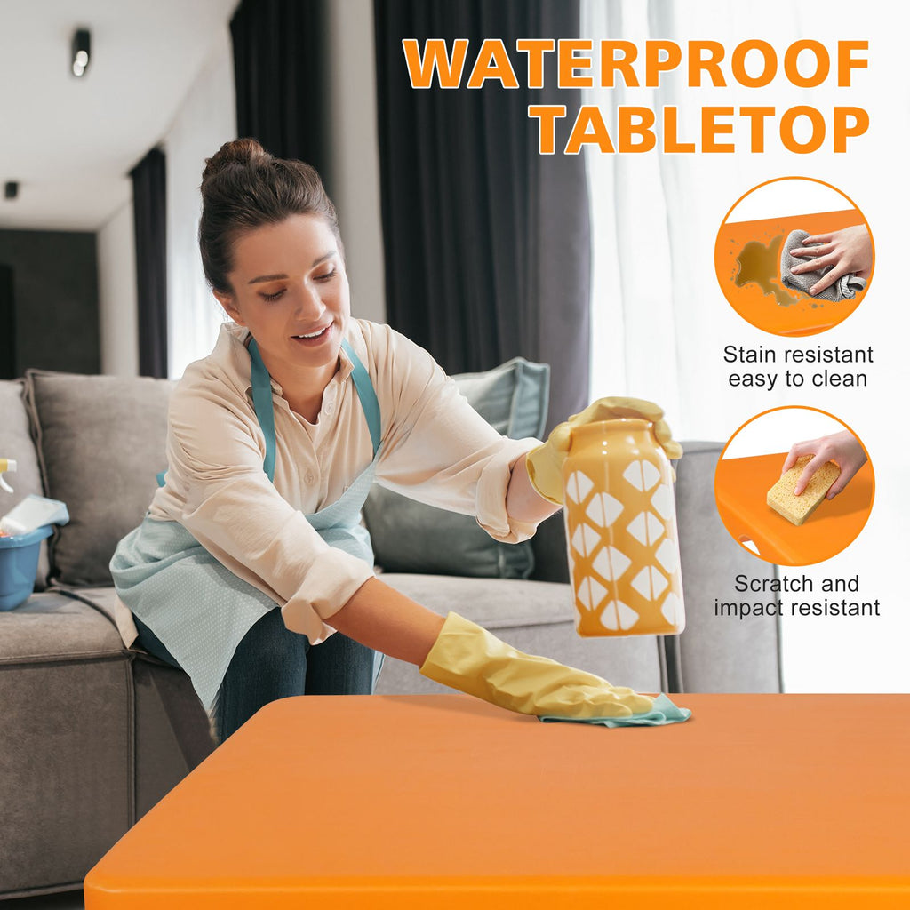 Yeah Depot - 4ft Orange Portable Folding Table Indoor&Outdoor Maximum Weight 135KG Foldable Table for Camping