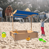 Yeah Depot - Children's Wooden Sandbox with Adjustable Canopy, Sandpit with Covers Kids Wood Playset Outdoor Backyard - Upgrade Retractable,45.3''L x 45.3''W x 46.5''H,Golden Red