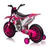 Yeah Depot - 12V Kids Ride on Toy Motorcycle, Electric Motor Toy Bike with Training Wheels for Kids 3-6, Rose Red