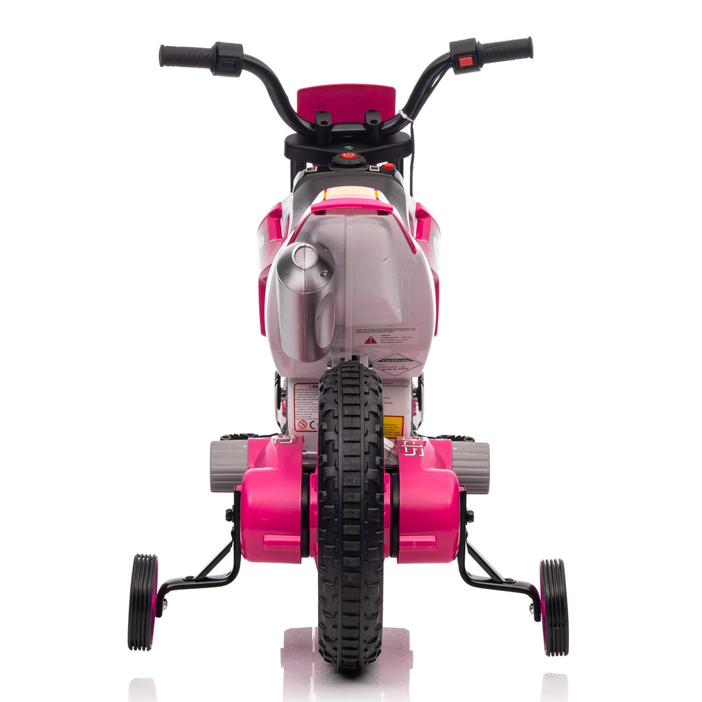 Yeah Depot - 12V Kids Ride on Toy Motorcycle, Electric Motor Toy Bike with Training Wheels for Kids 3-6, Rose Red