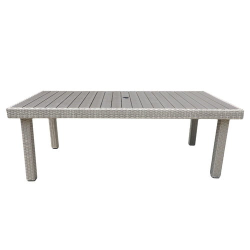 Yeah Depot - Balcones Outdoor Furniture, Wicker Rectangular Dining Table, Gray