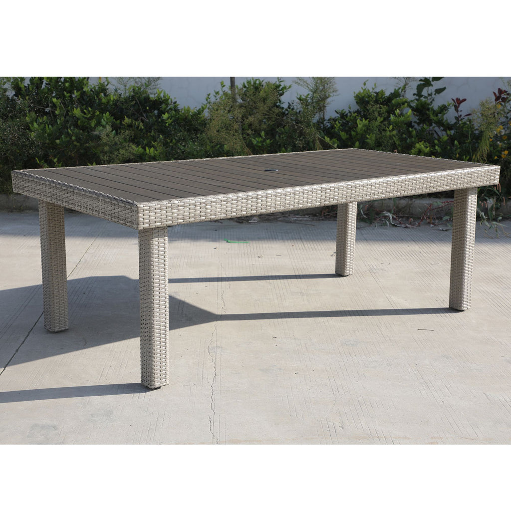 Yeah Depot - Balcones Outdoor Furniture, Wicker Rectangular Dining Table, Gray