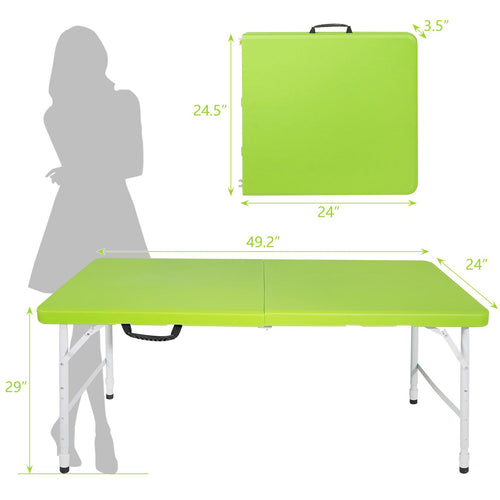 Yeah Depot - 4ft Green Portable Folding Table Indoor&Outdoor Maximum Weight 135KG Foldable Table for Camping