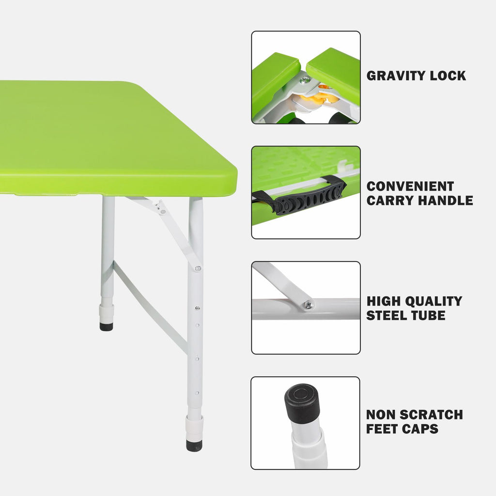Yeah Depot - 4ft Green Portable Folding Table Indoor&Outdoor Maximum Weight 135KG Foldable Table for Camping
