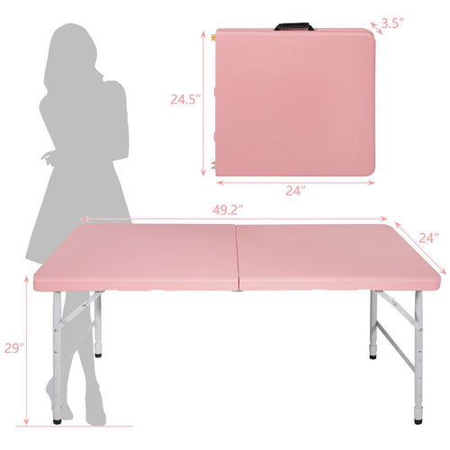 Yeah Depot - 4ft Pink Portable Folding Table Indoor&Outdoor Maximum Weight 135KG Foldable Table for Camping