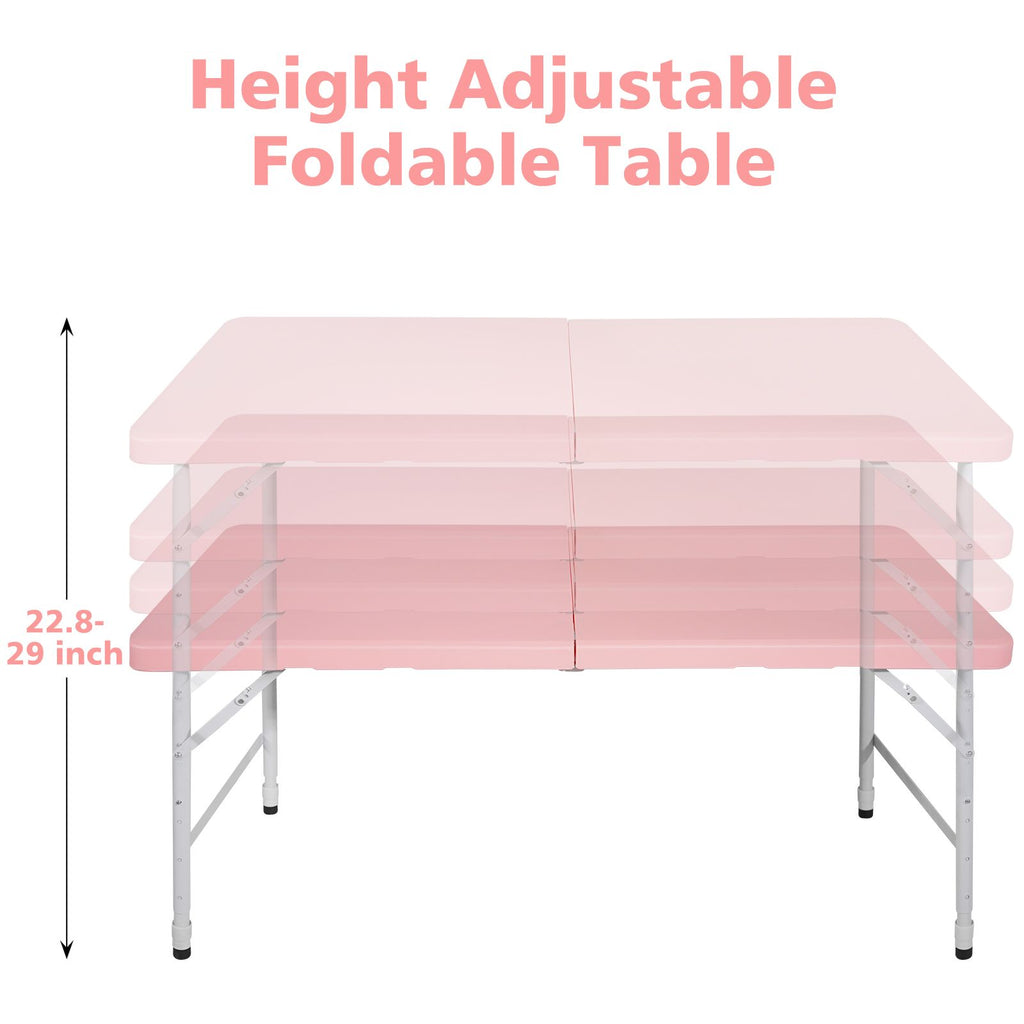 Yeah Depot - 4ft Pink Portable Folding Table Indoor&Outdoor Maximum Weight 135KG Foldable Table for Camping