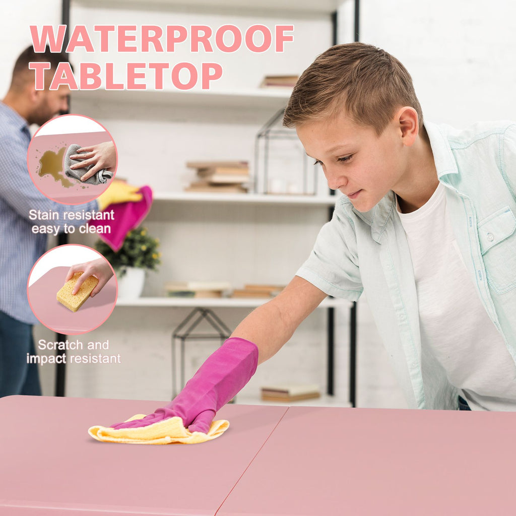 Yeah Depot - 4ft Pink Portable Folding Table Indoor&Outdoor Maximum Weight 135KG Foldable Table for Camping