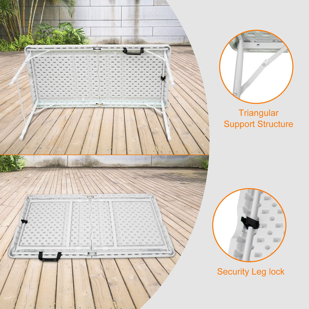 Yeah Depot - 4ft Portable Folding Table Indoor&Outdoor Maximum Weight 135KG Foldable Table for Camping White