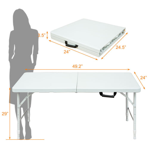 Yeah Depot - 4ft Portable Folding Table Indoor&Outdoor Maximum Weight 135KG Foldable Table for Camping White