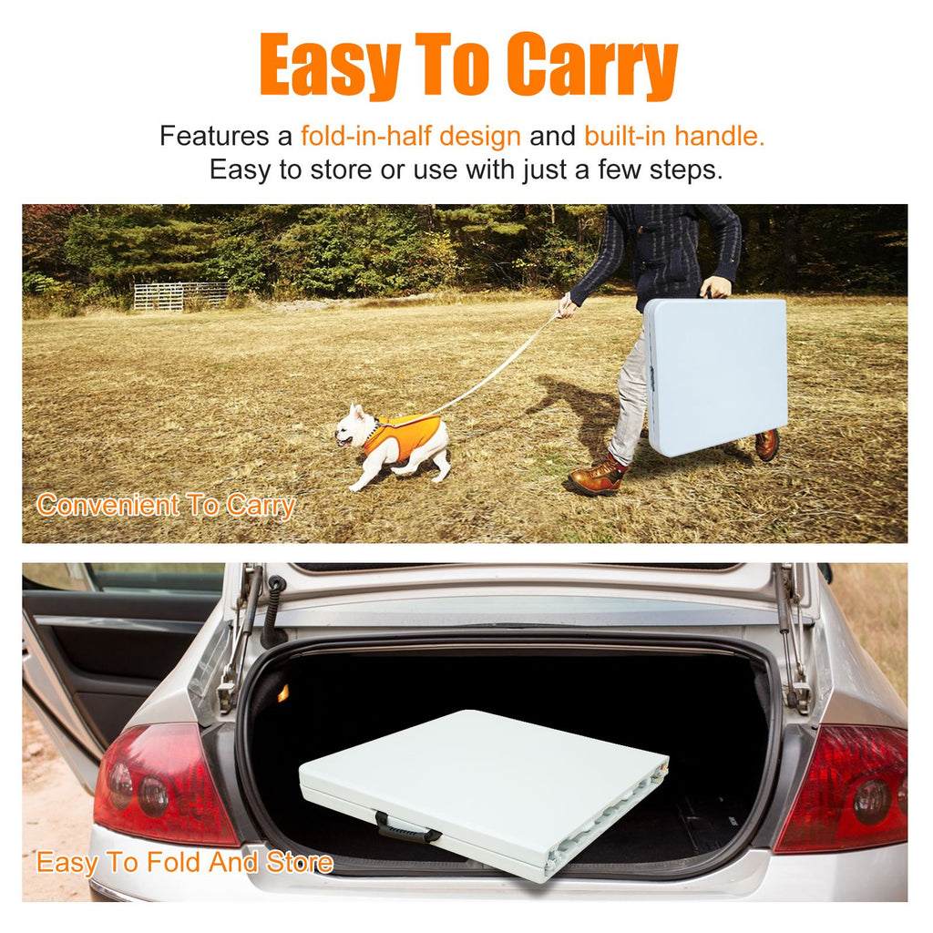 Yeah Depot - 4ft Portable Folding Table Indoor&Outdoor Maximum Weight 135KG Foldable Table for Camping White