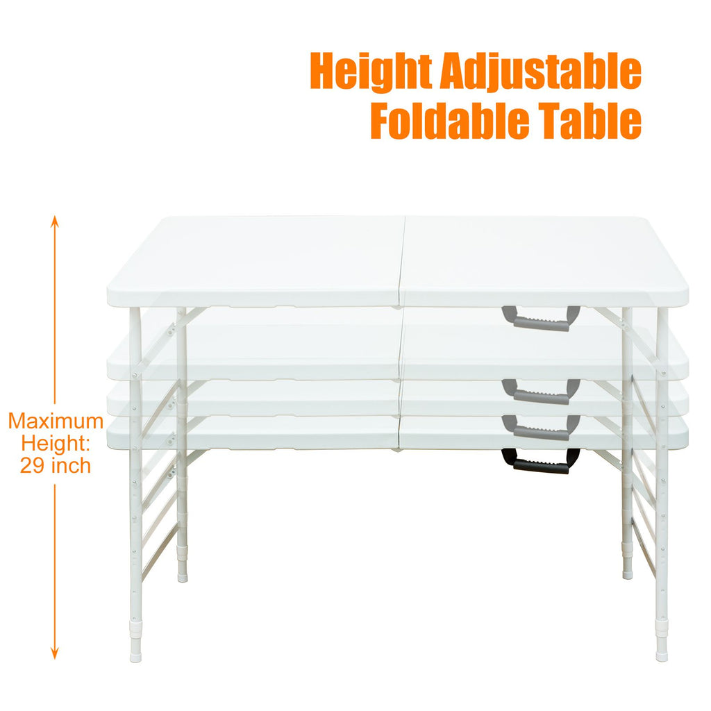 Yeah Depot - 4ft Portable Folding Table Indoor&Outdoor Maximum Weight 135KG Foldable Table for Camping White