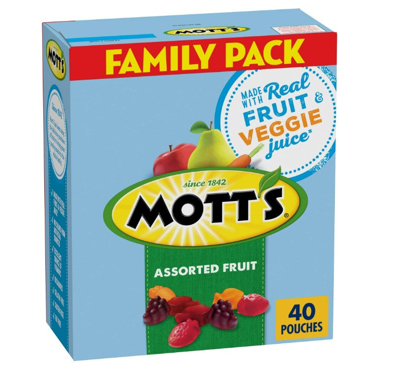 Flexile - Mott's Fruit Flavored Snacks, Assorted Fruit, Gluten Free Snack, Family Pack, 40 Ct, 32 oz