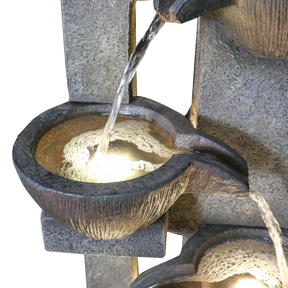 Rcosy - 39inches Outdoor Water Fountains with LED Lights for Garden Decor