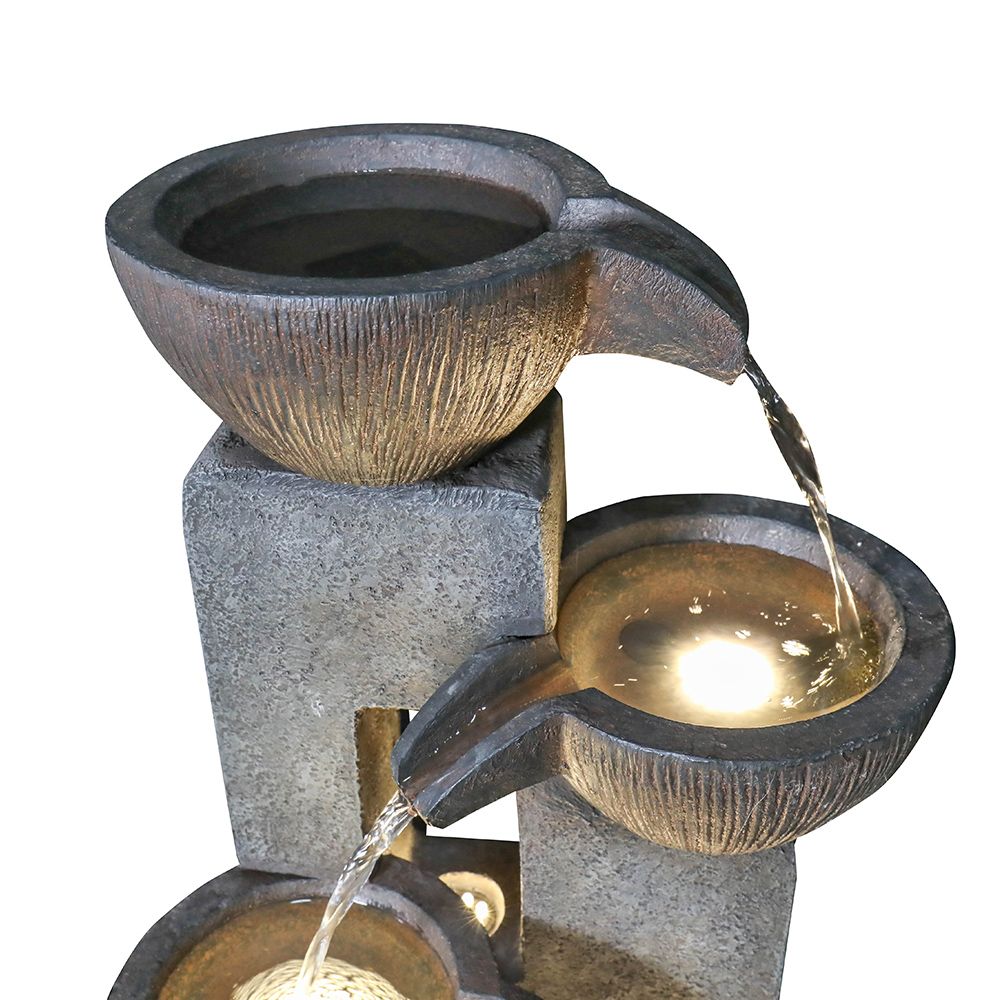 Rcosy - 39inches Outdoor Water Fountains with LED Lights for Garden Decor