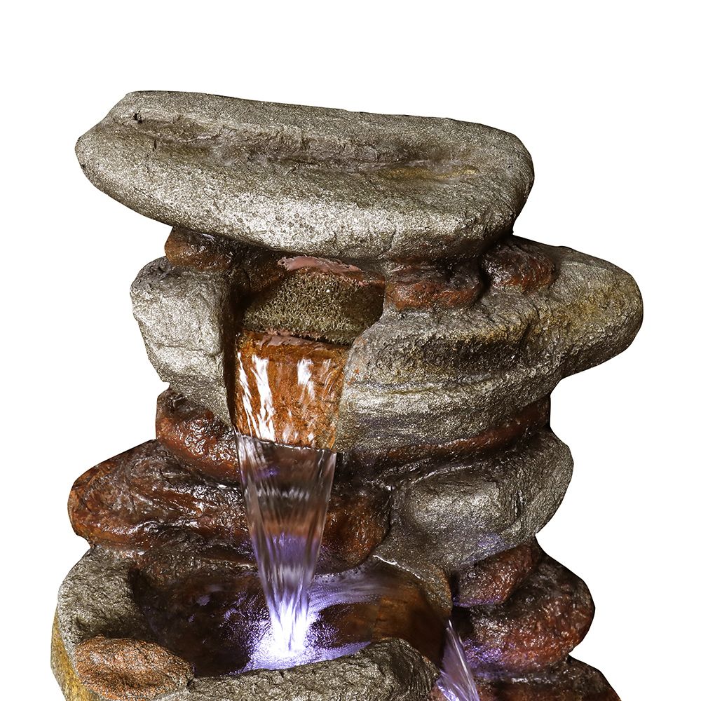 Rcosy - 29.9inches Rock Water Fountain with LED Lights