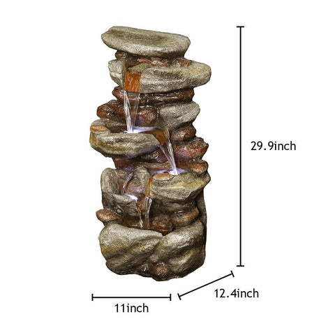 Rcosy - 29.9inches Rock Water Fountain with LED Lights
