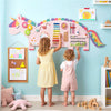 inQ Boutique - 11-in-1 Dinosaur Activity Wall Busy Board Panels-- Wooden Sensory Toy-Pink