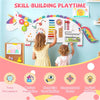 inQ Boutique - 11-in-1 Dinosaur Activity Wall Busy Board Panels-- Wooden Sensory Toy-White