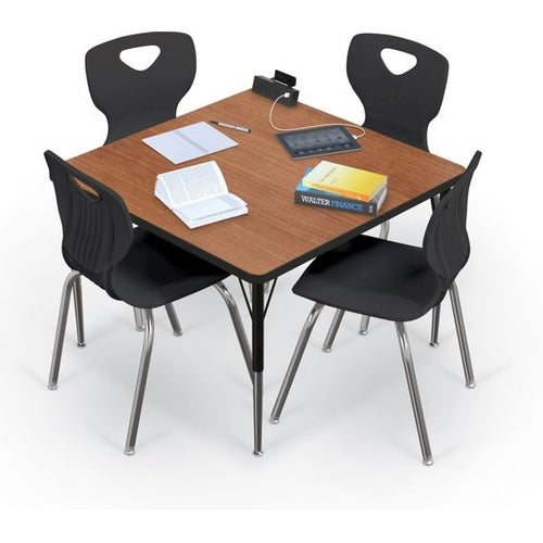 Activity Table - 36'' Square - Amber Cherry Top Surface - Black Edgeband - BALT
