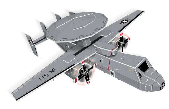 3D Puzzles CHB212 C2E Hawkeye Plane 3D Puzzle- 84 Pieces