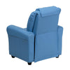 Contemporary Light Blue Vinyl Kids Recliner with Cup Holder and Headrest - Flash Furniture