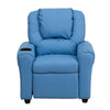 Contemporary Light Blue Vinyl Kids Recliner with Cup Holder and Headrest - Flash Furniture