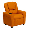 Contemporary Orange Vinyl Kids Recliner with Cup Holder and Headrest - Flash Furniture