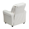 Contemporary White Vinyl Kids Recliner with Cup Holder and Headrest - Flash Furniture