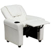 Contemporary White Vinyl Kids Recliner with Cup Holder and Headrest - Flash Furniture