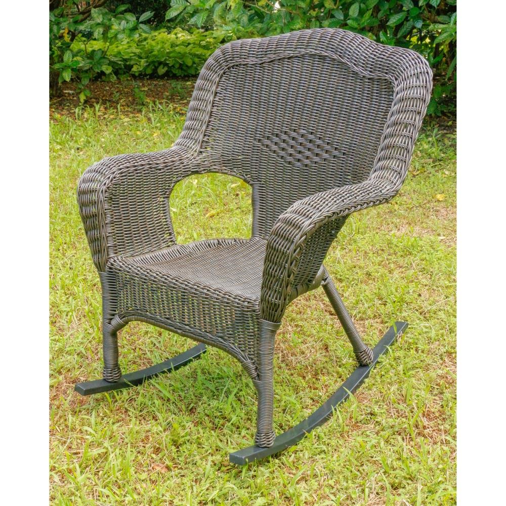 Maui Camelback Resin Wicker/ Steel Outdoor Rocking Chair (Set of 1) - Antique Pecan - International Caravan