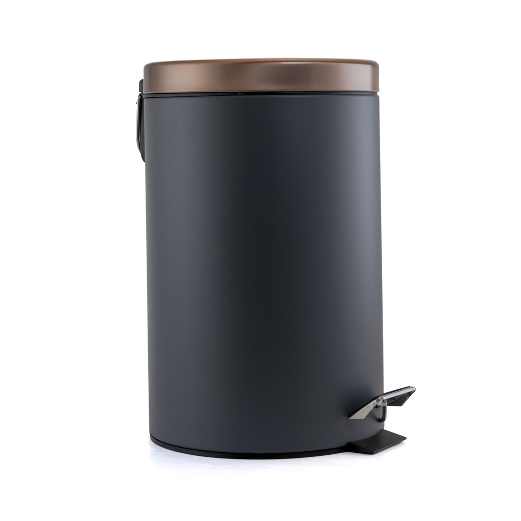 Elama  12 Liter Stylish Grey and Copper Soft Pedal Office, Kitchen and Bathroom Trash Bin