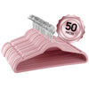 Elama Home  50 Piece Flocked Velvet Clothes Hangers with Stainless Steel Swivel Hooks in Pink
