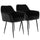 Elama  2 Piece Velvet Tufted Accent Chair in Black with Black Metal Legs
