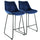Elama  2 Piece Velvet Stripe Stitch Bar Chair in Royal Blue with Metal Legs