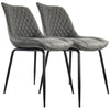 Elama  2 Piece Vintage Faux Leather Tufted Chair in Gray with Black Metal Legs