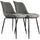 Elama  2 Piece Vintage Faux Leather Tufted Chair in Gray with Black Metal Legs