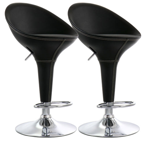 Elama  2 Piece Adjustable Plastic Bar Stool in Black with Chrome Base