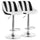 Elama  2 Piece Adjustable Faux Leather Bar Stool in Striped Black and White with Chrome Base
