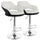 Elama  2 Piece Adjustable Faux Leather Bar Stool in White with Black Trim and Chrome Base