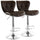 Elama  2 Piece Diamond Tufted Faux Leather Adjustable Bar Stool in Brown with Chrome Trim and Base