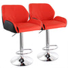 Elama  2 Piece Adjustable Faux Leather Bar Stool in Red and Black with Chrome Base