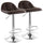 Elama  2 Piece Adjustable Faux Leather Bar Stool in Dark Brown with Chrome Base