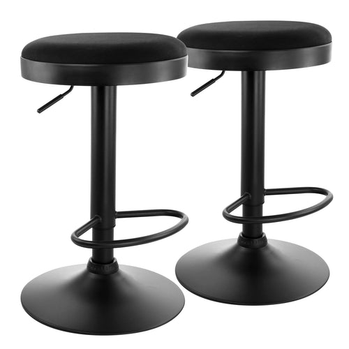 Elama  2 Piece Backless Adjustable Fabric Bar Stool in Black with Black Base