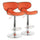 Elama  2 Piece Slim Faux Leather Adjustable Bar Stool in Orange with Chrome Base
