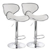 Elama  2 Piece Faux Leather Adjustable Bar Stool in White with Chrome Base
