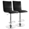 Elama  2 Piece Vintage Faux Leather Adjustable Bar Stool in Black with Chrome Base
