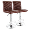Elama  2 Piece Adjustable Tufted Faux Leather Bar Stool in Glossy Cherry with Chrome Base