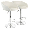 Elama  2 Piece Adjustable Faux Leather Bar Stool in White with Chrome Base